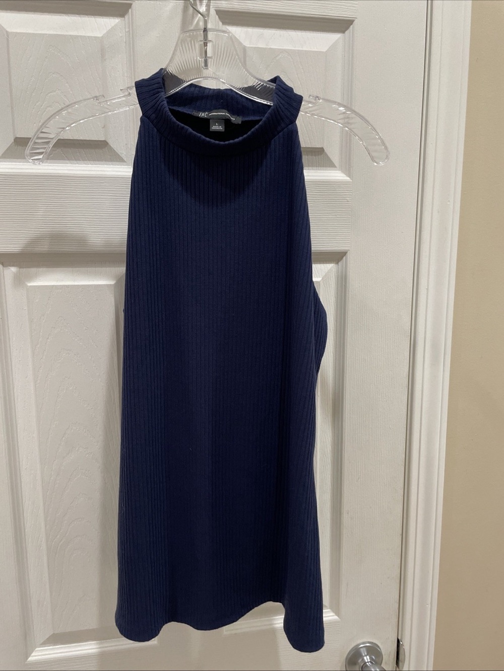 INC International Concepts Women Pretty Blue Halter Sleeveless Blouse